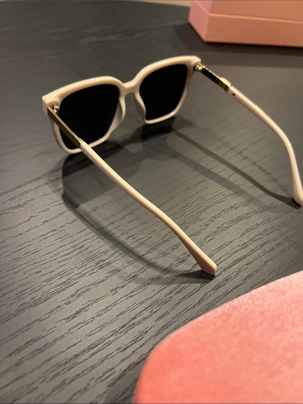 Miu Miu Cream Frame Sunglasses with Black Lenses - Picture 11 of 14